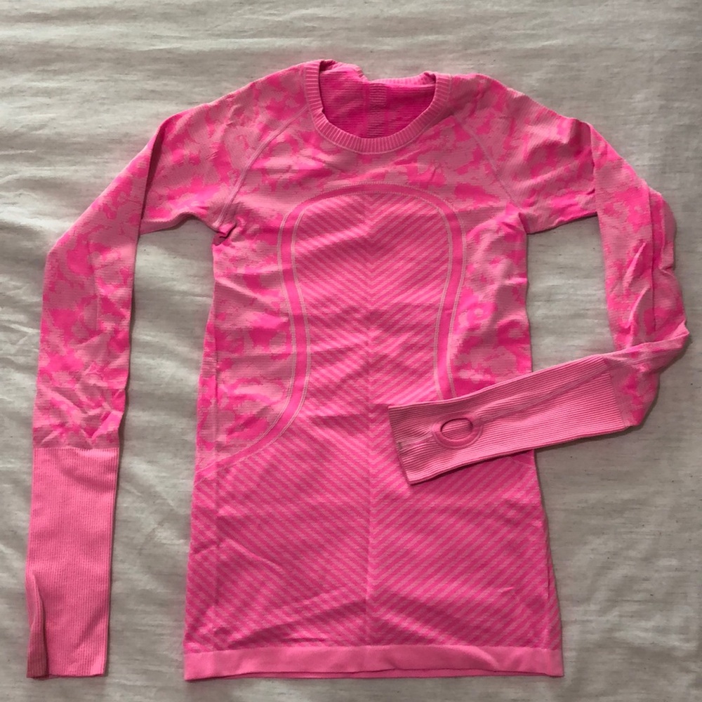 Lululemon Pink Camouflage Long Sleeve Top